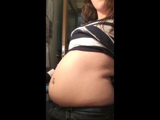 rubbing chubby belly burps